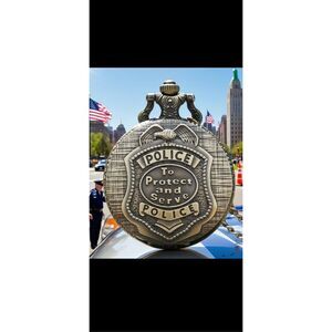 🚔 Police Pocket Watch Necklace – “To Protect & Serve” – Antique Bronze – Gift B